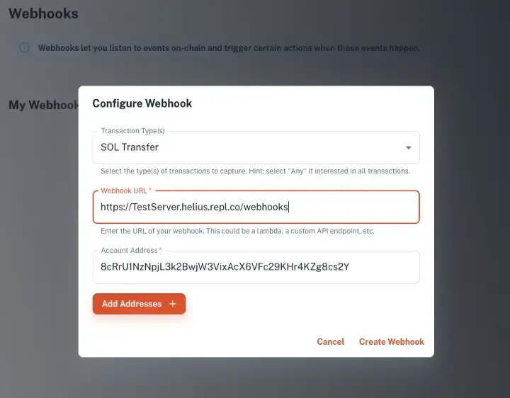 configure webhook