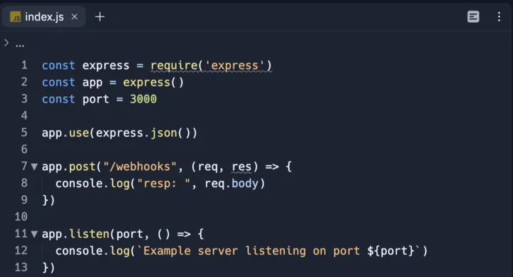Node JS-Beispielcode
