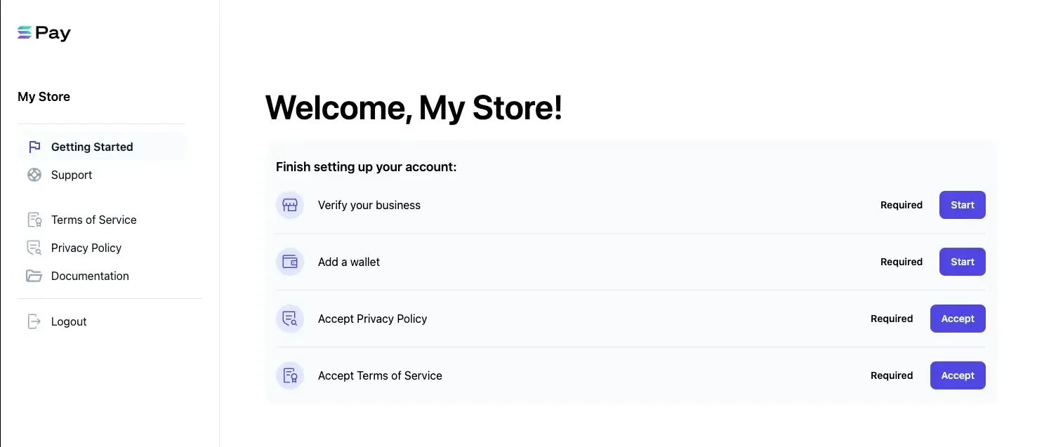 Shopify x Solana Pay 포털
