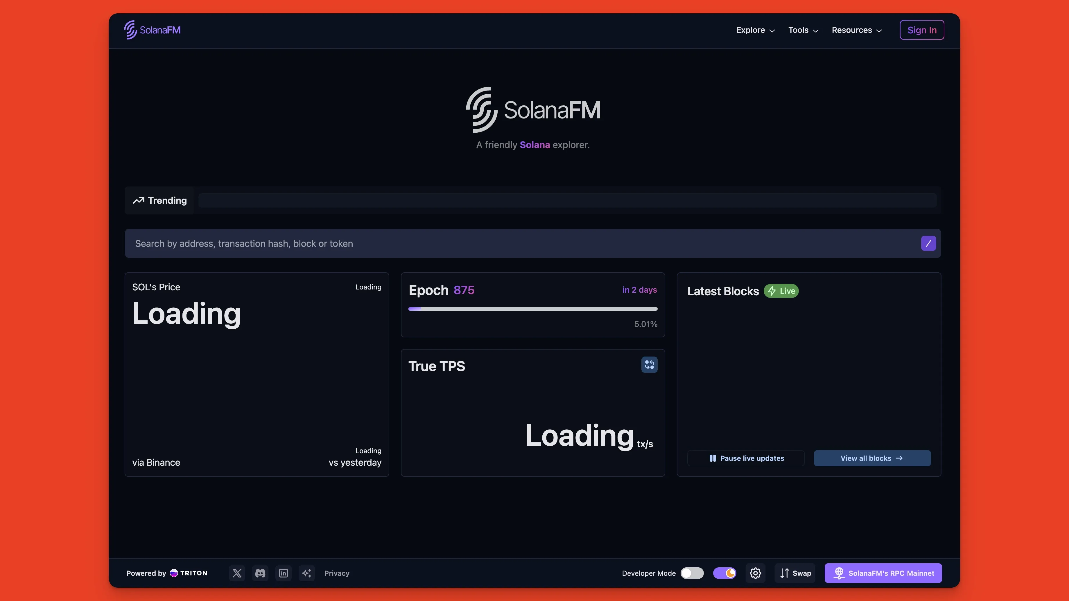 더 이상 지원되거나 관리되지 않는 SolanaFM
