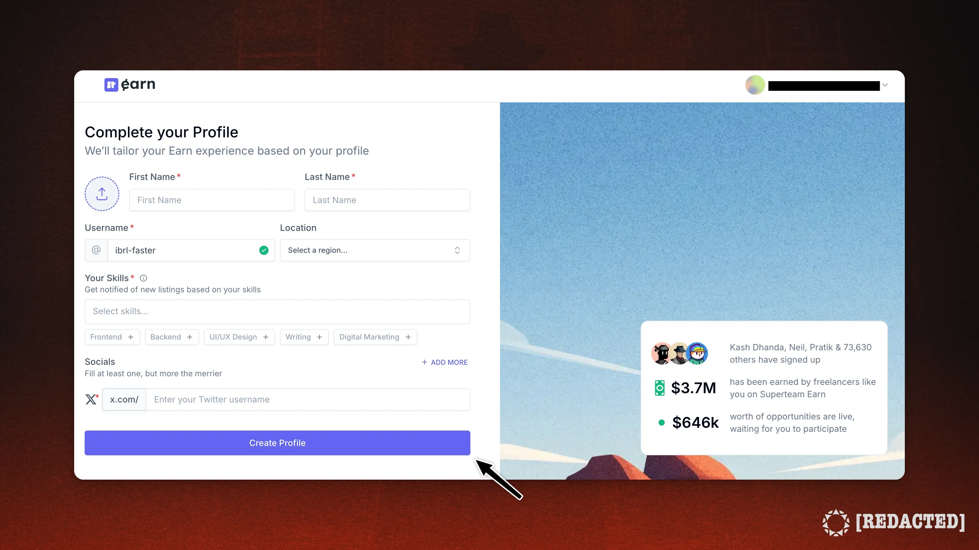 заполнение профиля Superteam