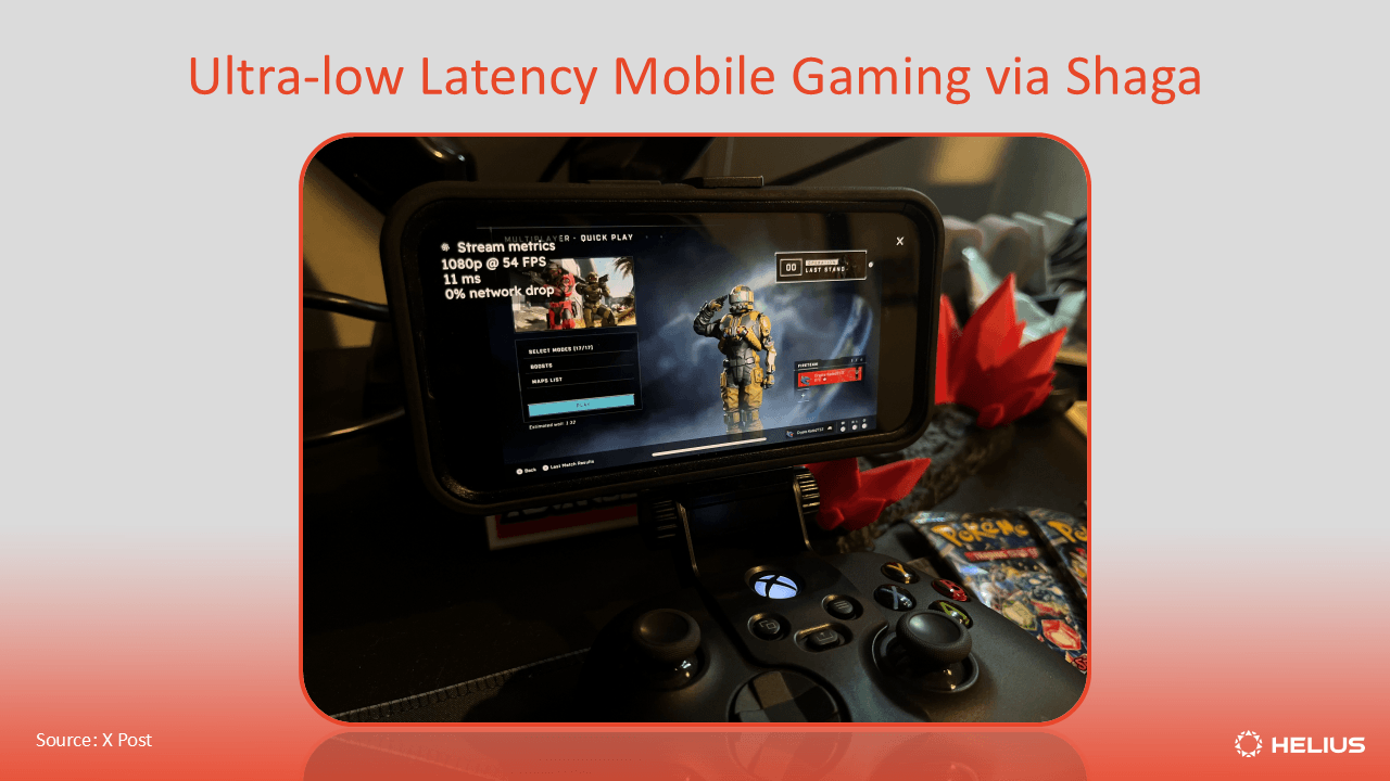 Ultra-low latency mobile gaming via Shaga