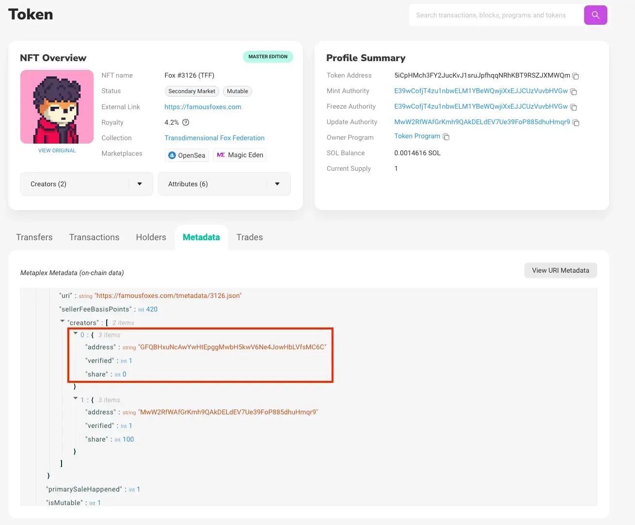 Finding the Creator Address