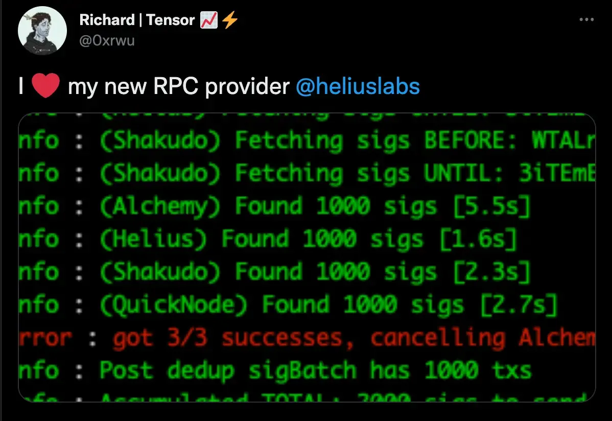 Review of Helius on Twitter