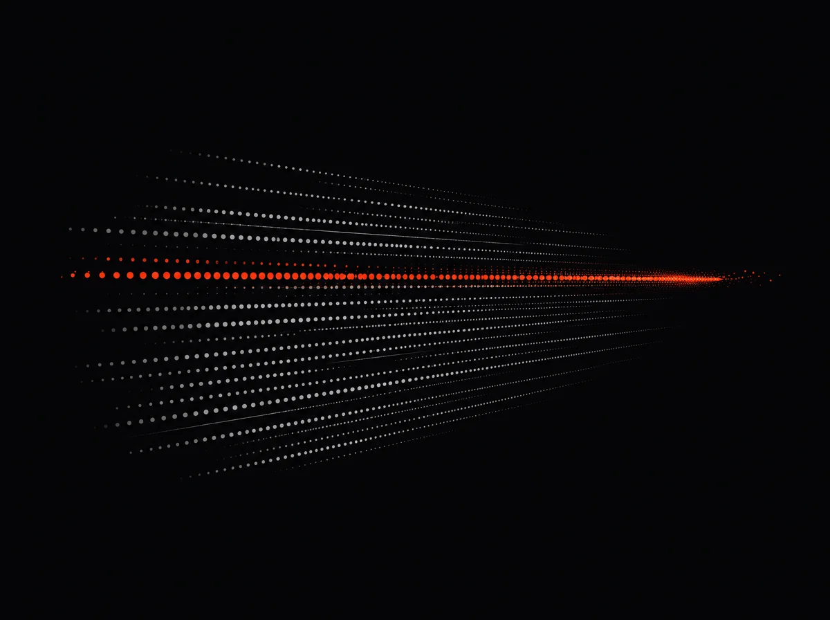 One orange streak racing ahead of a field of gray streaks